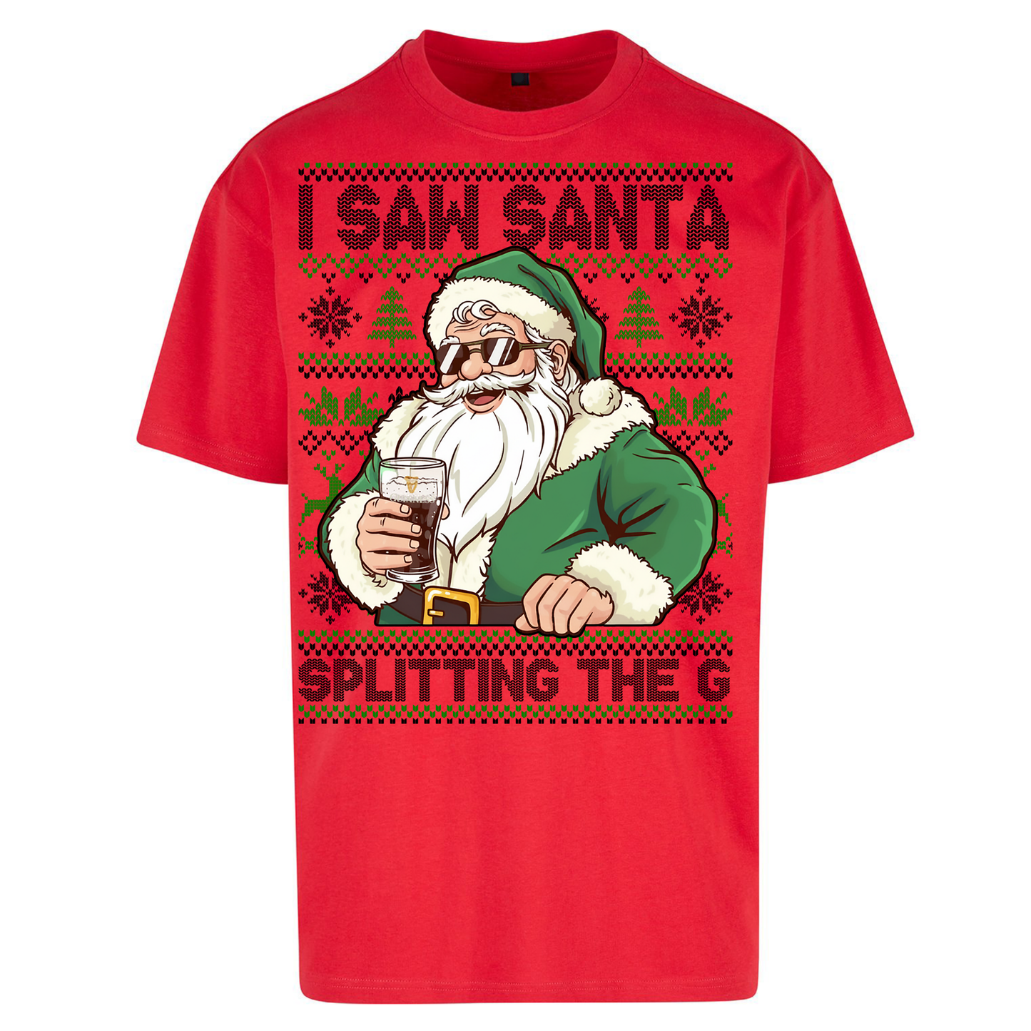 Santa Splitting The G Oversized T Shirt