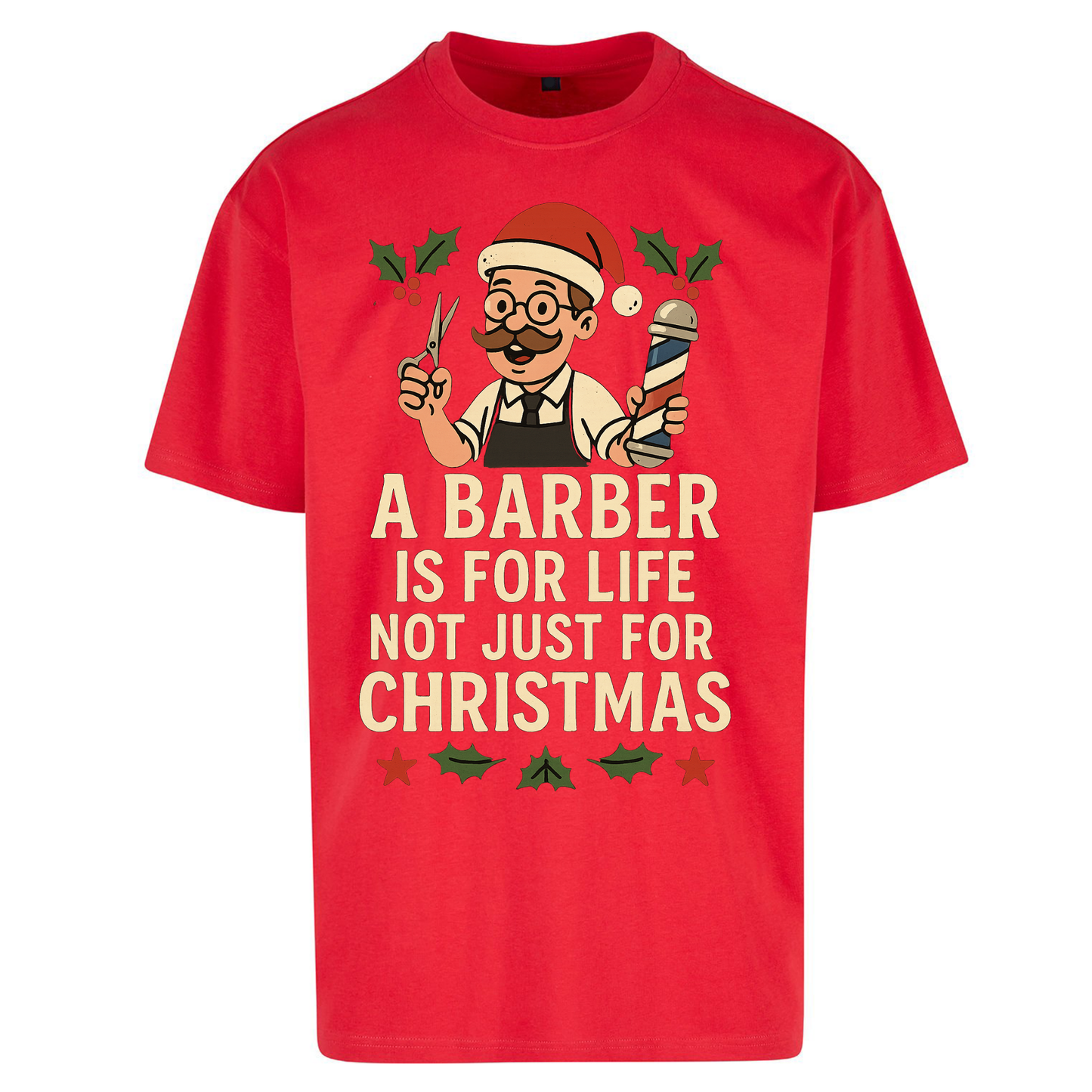 Barber Christmas Oversized T Shirts