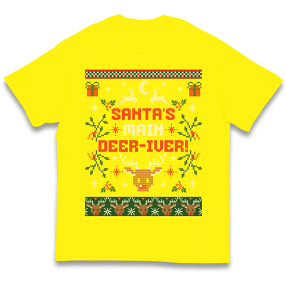 Santas Main Deer iver Christmas kids t shirt