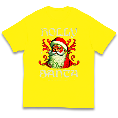 Holly Santa Christmas kids t shirt