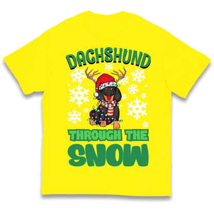 Dachshund Through The Snow Christmas kids t shirt