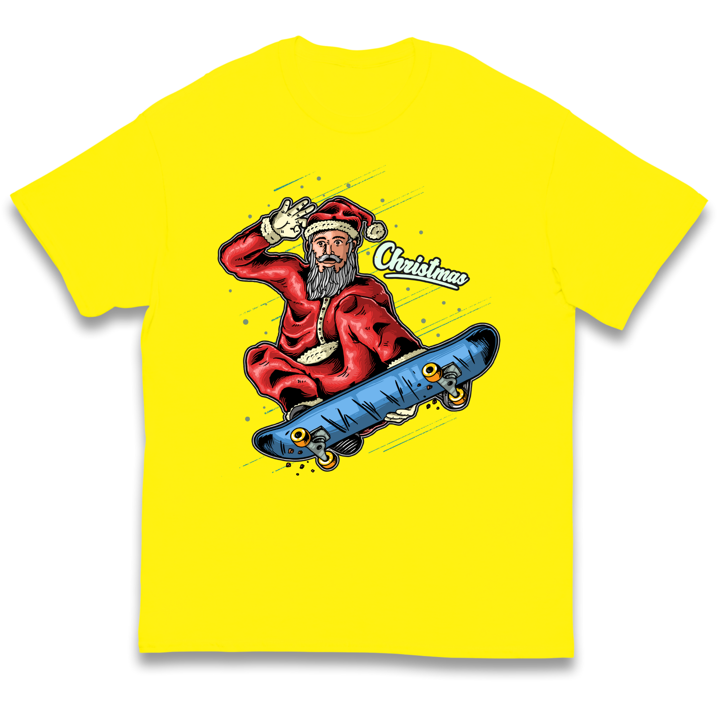 Santa Skateboarding Christmas kids t shirt