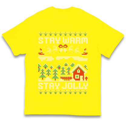 Stay Warm Stay Jolly Christmas kids t shirt