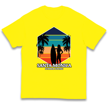 Santa Monica Summer Surfing kids t shirt