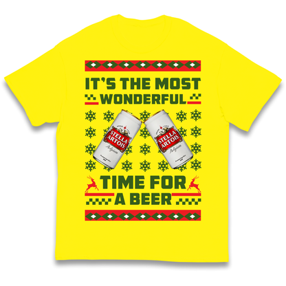 Its The Most Wonderful Time for A Beer Stella Christmas kids t shirt