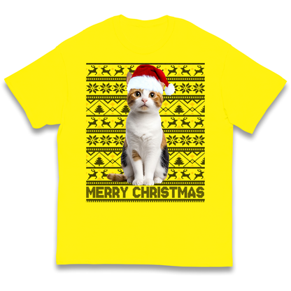Merry Christmas Cat kids t shirt