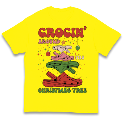 Crockin Around the Christmas Tree Christmas kids t shirt