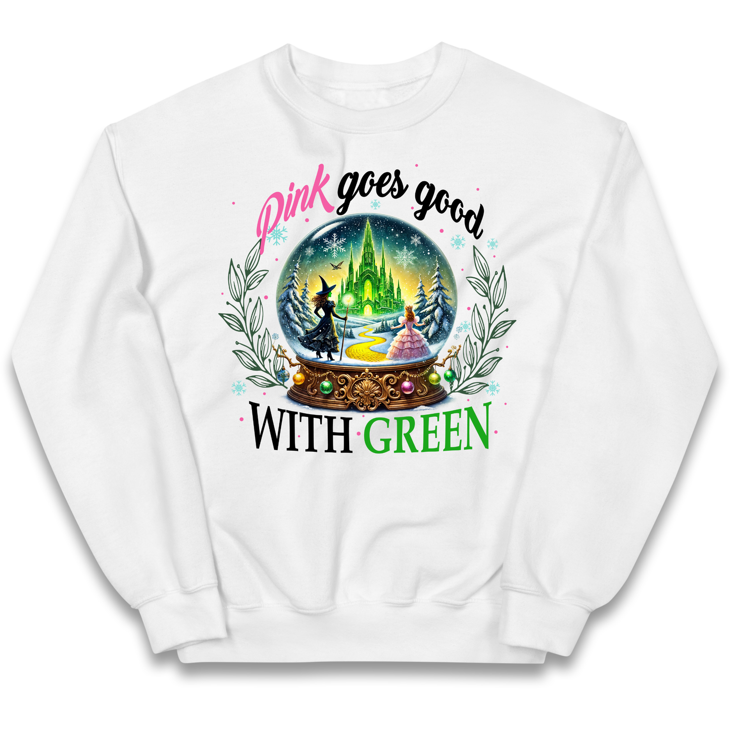 Wicked Pink Goes Good With Green Kids Sweatshirt