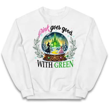 Wicked Pink Goes Good With Green Kids Sweatshirt