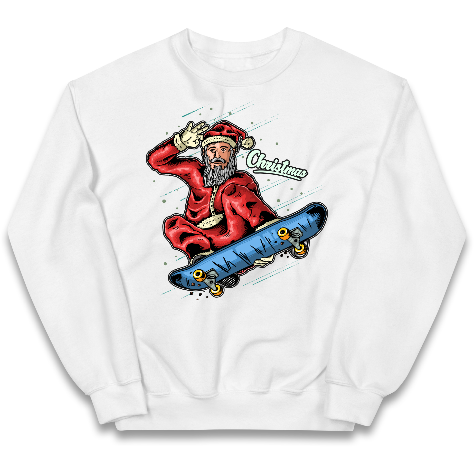 Santa Skateboarding Christmas kids sweatshirt