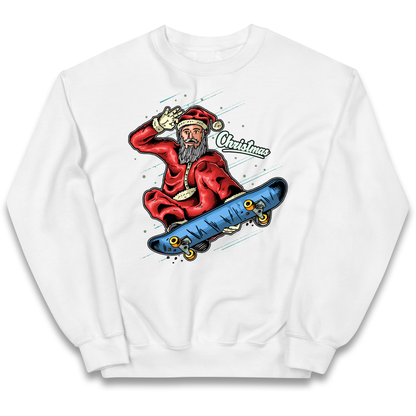 Santa Skateboarding Christmas kids sweatshirt