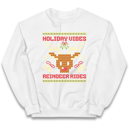 Holiday Vibes Reindeer Rides Christmas kids sweatshirt