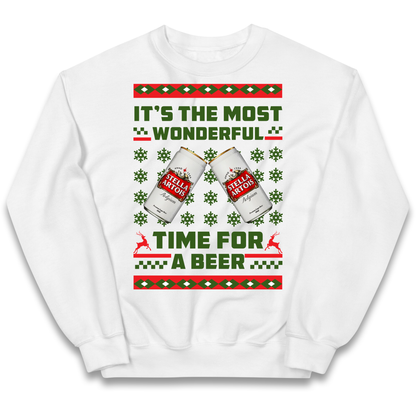 Its The Most Wonderful Time for A Beer Stella Christmas kids sweatshirt