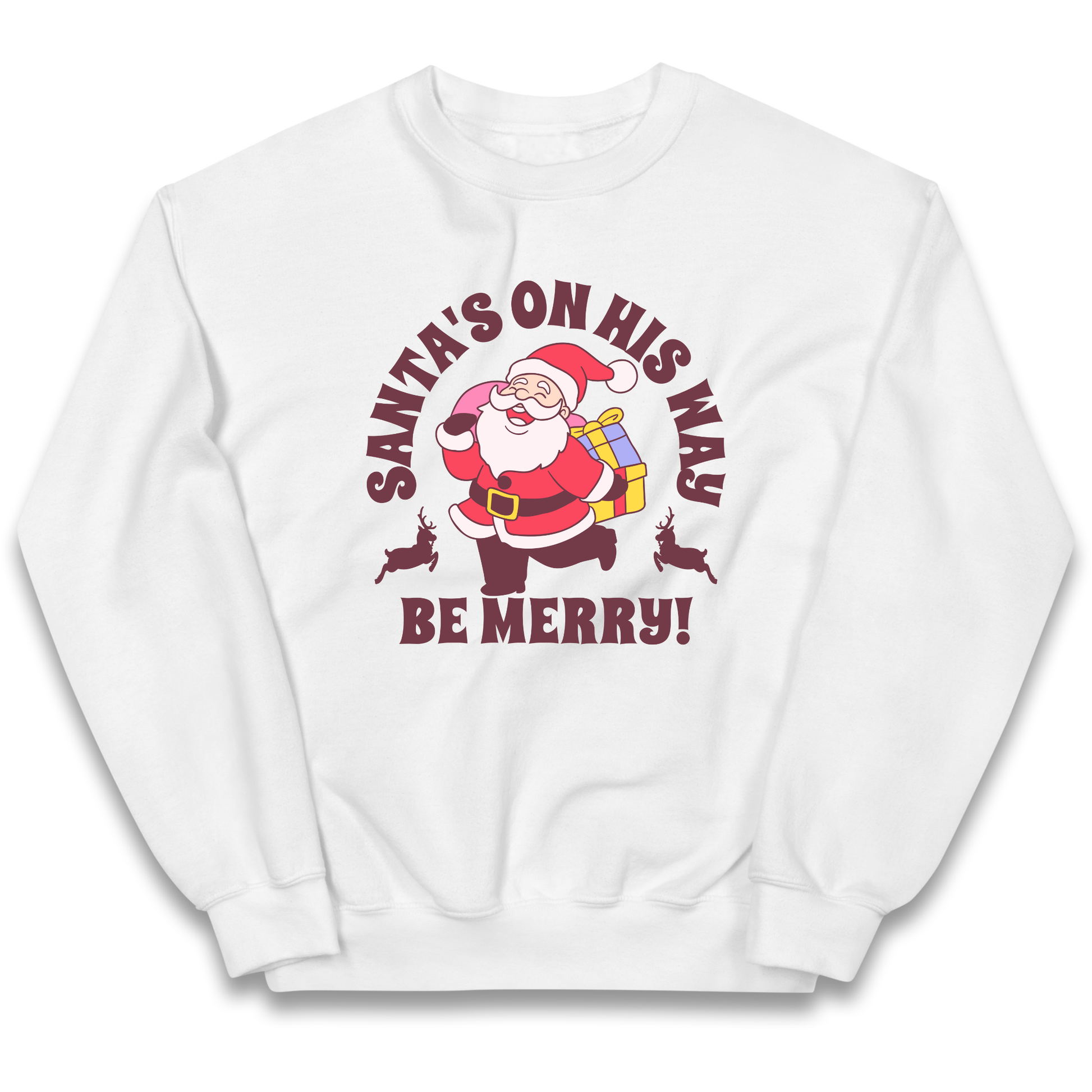 Santa's On His Way Christmas kids sweatshirt