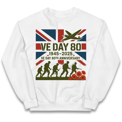 VE Day 80th Anniversary 1945 2025 kids sweatshirt