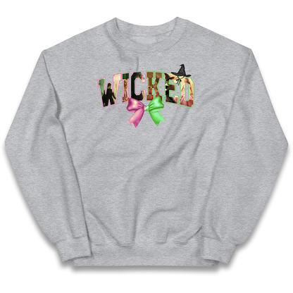Wicked Pink and Green Bow Kids Jumper