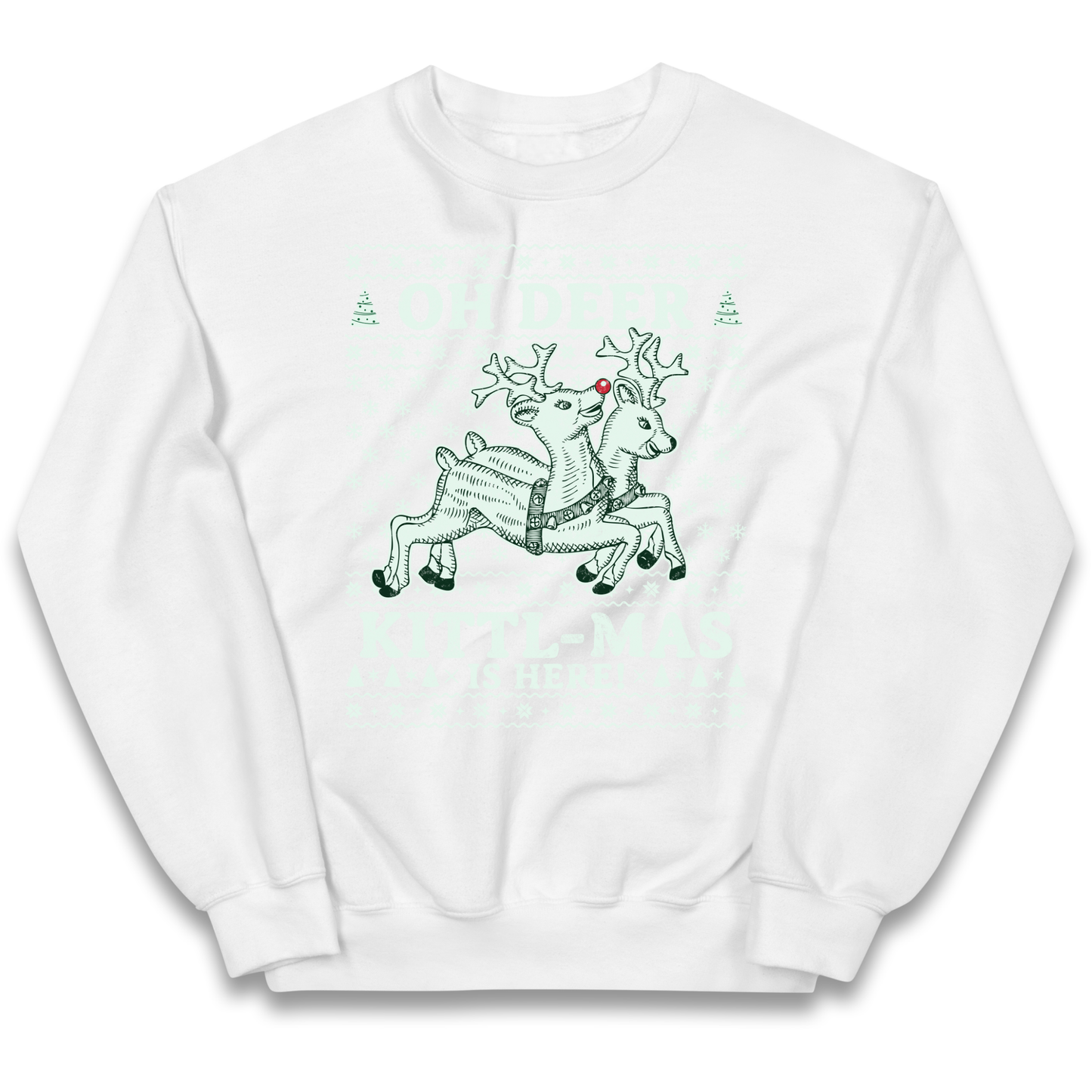 Oh Deer Kittl Mas Is Here Christmas kids sweatshirt