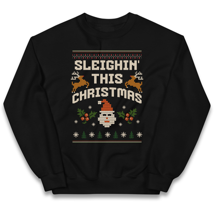 Sleighin This Christmas Christmas kids sweatshirt