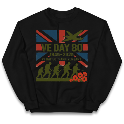VE Day 80th Anniversary 1945 2025 kids sweatshirt