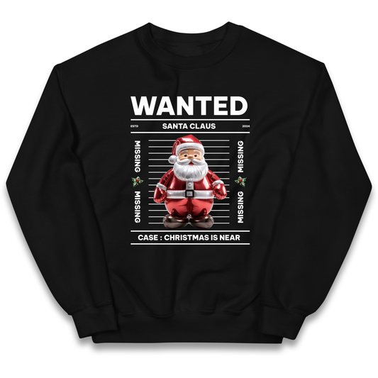 Wanted Santa Claus Christmas kids sweatshirt