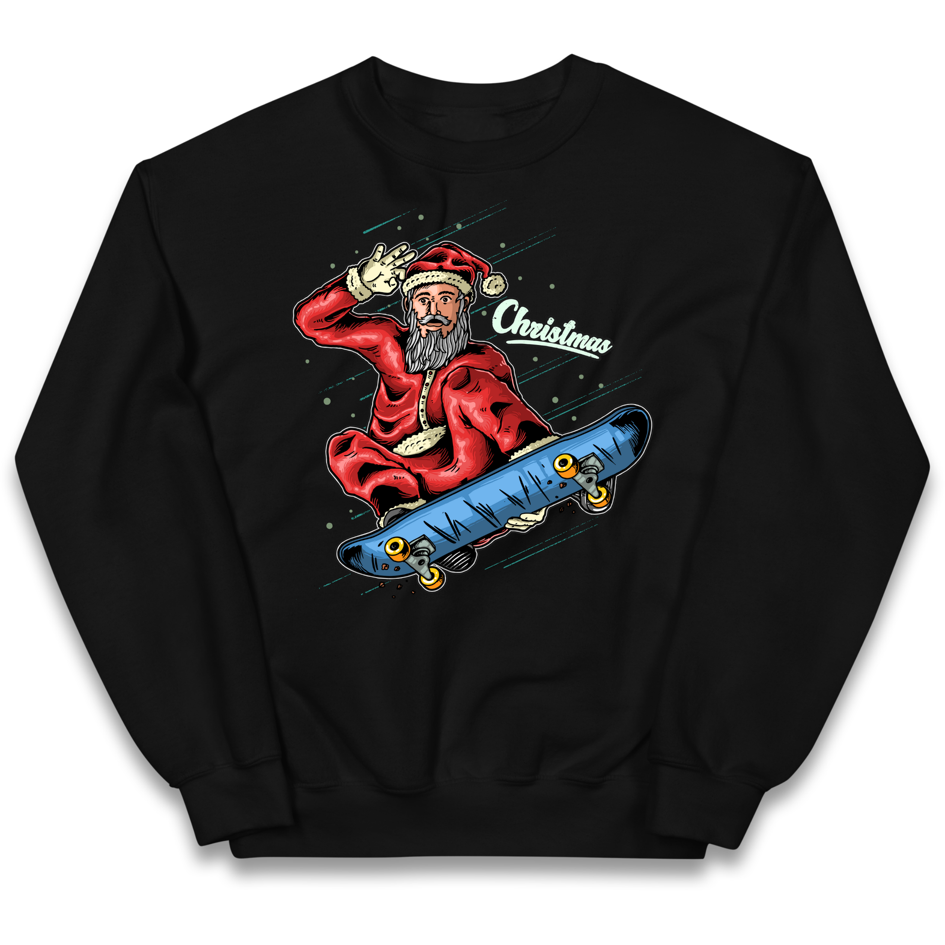 Santa Skateboarding Christmas kids sweatshirt