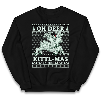 Oh Deer Kittl Mas Is Here Christmas kids sweatshirt