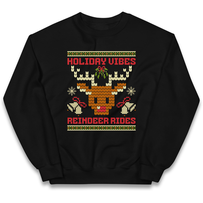 Holiday Vibes Reindeer Rides Christmas kids sweatshirt
