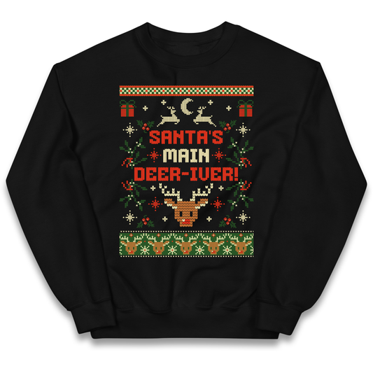 Santas Main Deer iver Christmas kids sweatshirt
