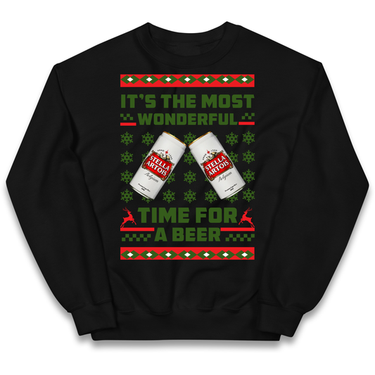 Its The Most Wonderful Time for A Beer Stella Christmas kids sweatshirt