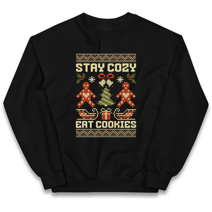Stay Cozy Eat Cookies Christmas kids sweatshirt