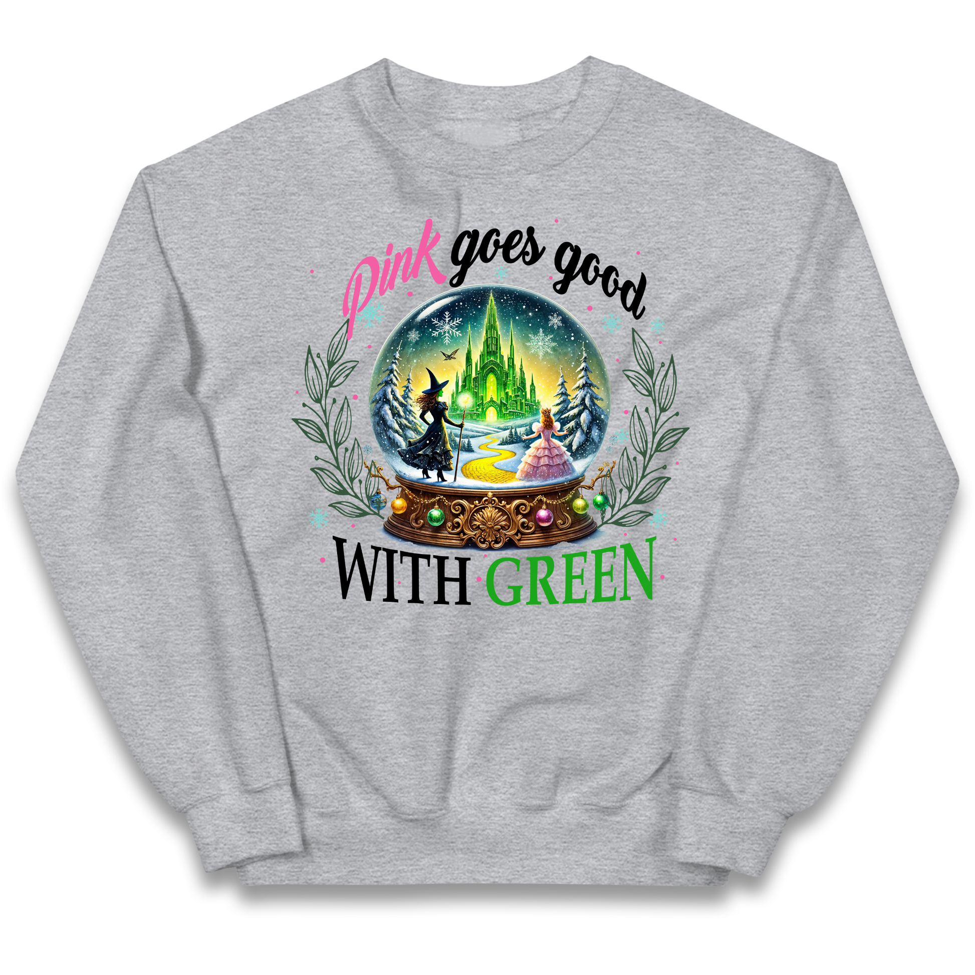Wicked Pink Goes Good With Green Kids Sweatshirt