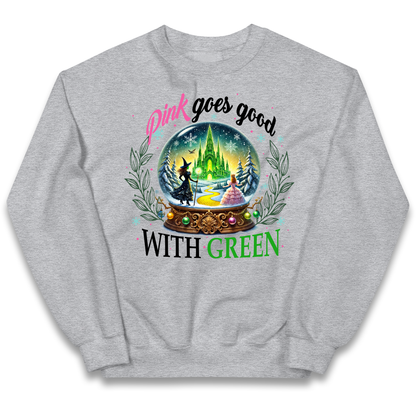 Wicked Pink Goes Good With Green Kids Sweatshirt