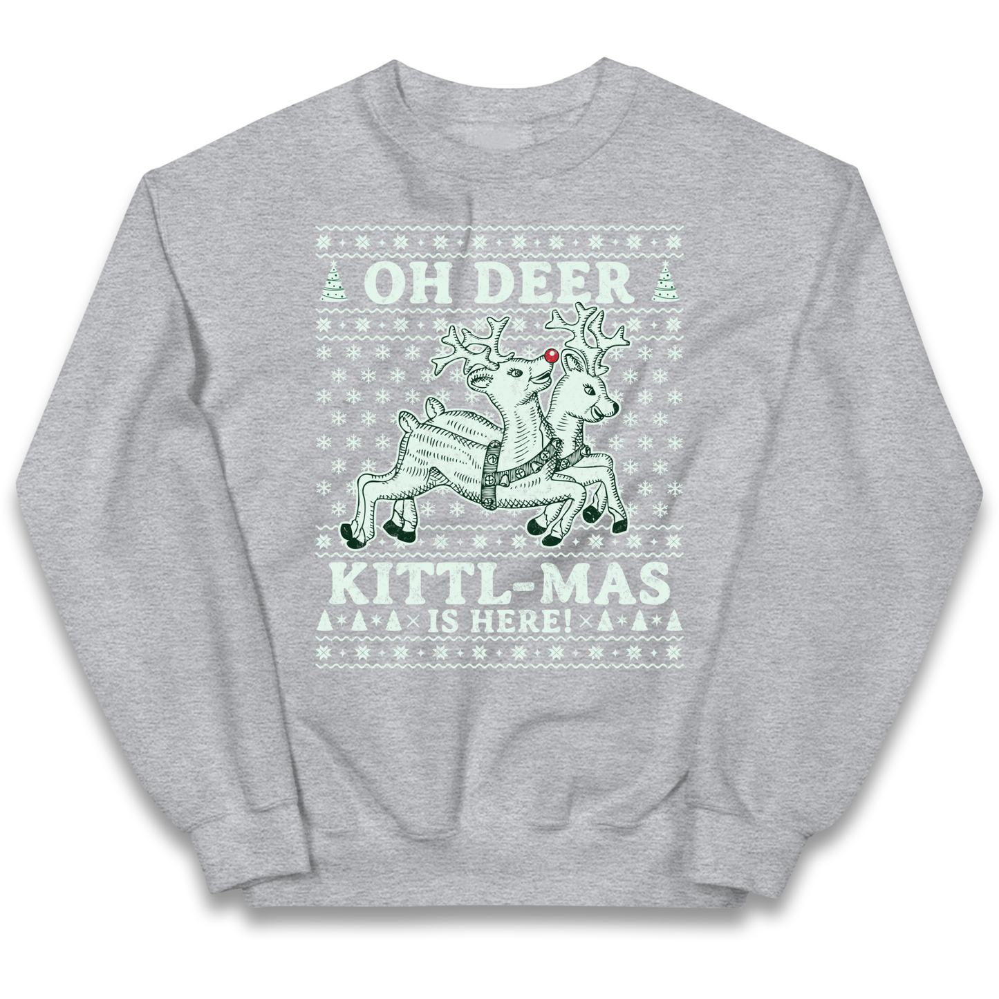Oh Deer Kittl Mas Is Here Christmas kids sweatshirt
