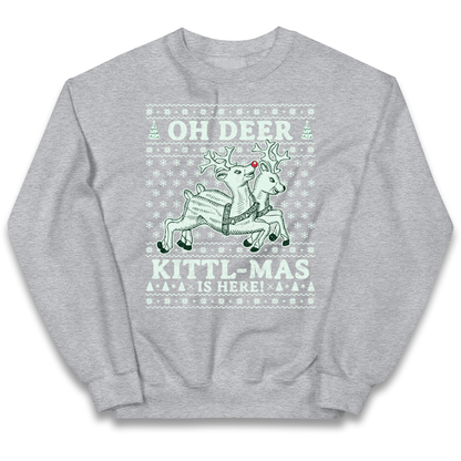 Oh Deer Kittl Mas Is Here Christmas kids sweatshirt