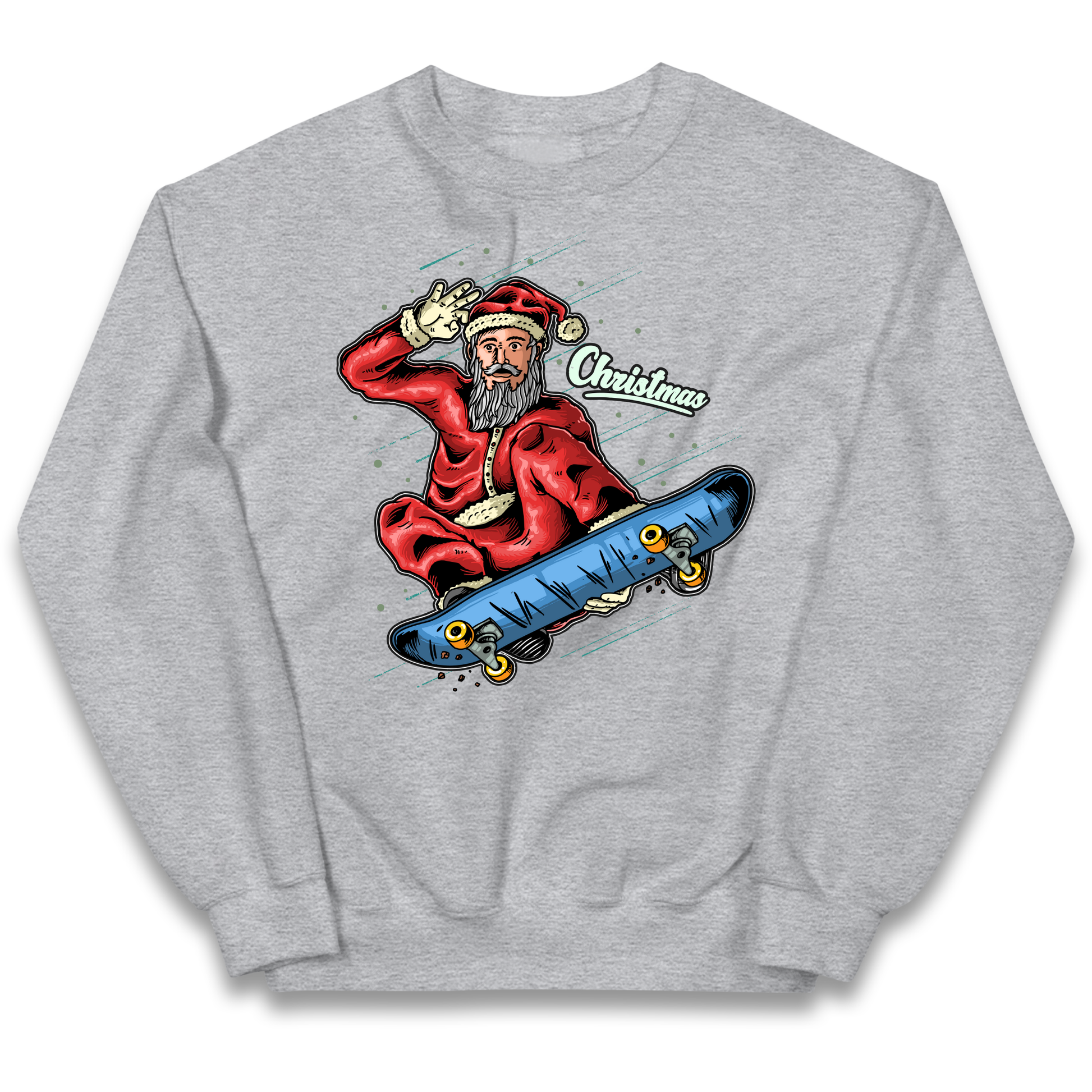 Santa Skateboarding Christmas kids sweatshirt