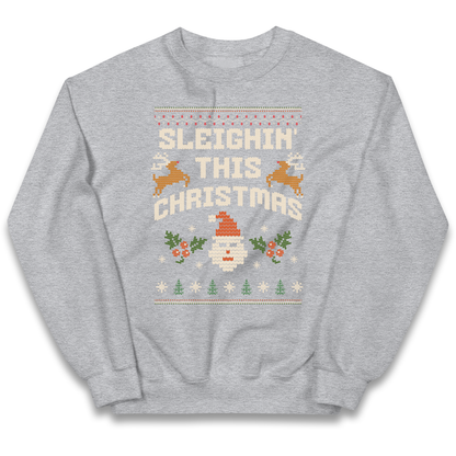 Sleighin This Christmas Christmas kids sweatshirt