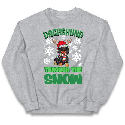 Dachshund Through The Snow Christmas kids sweatshirt