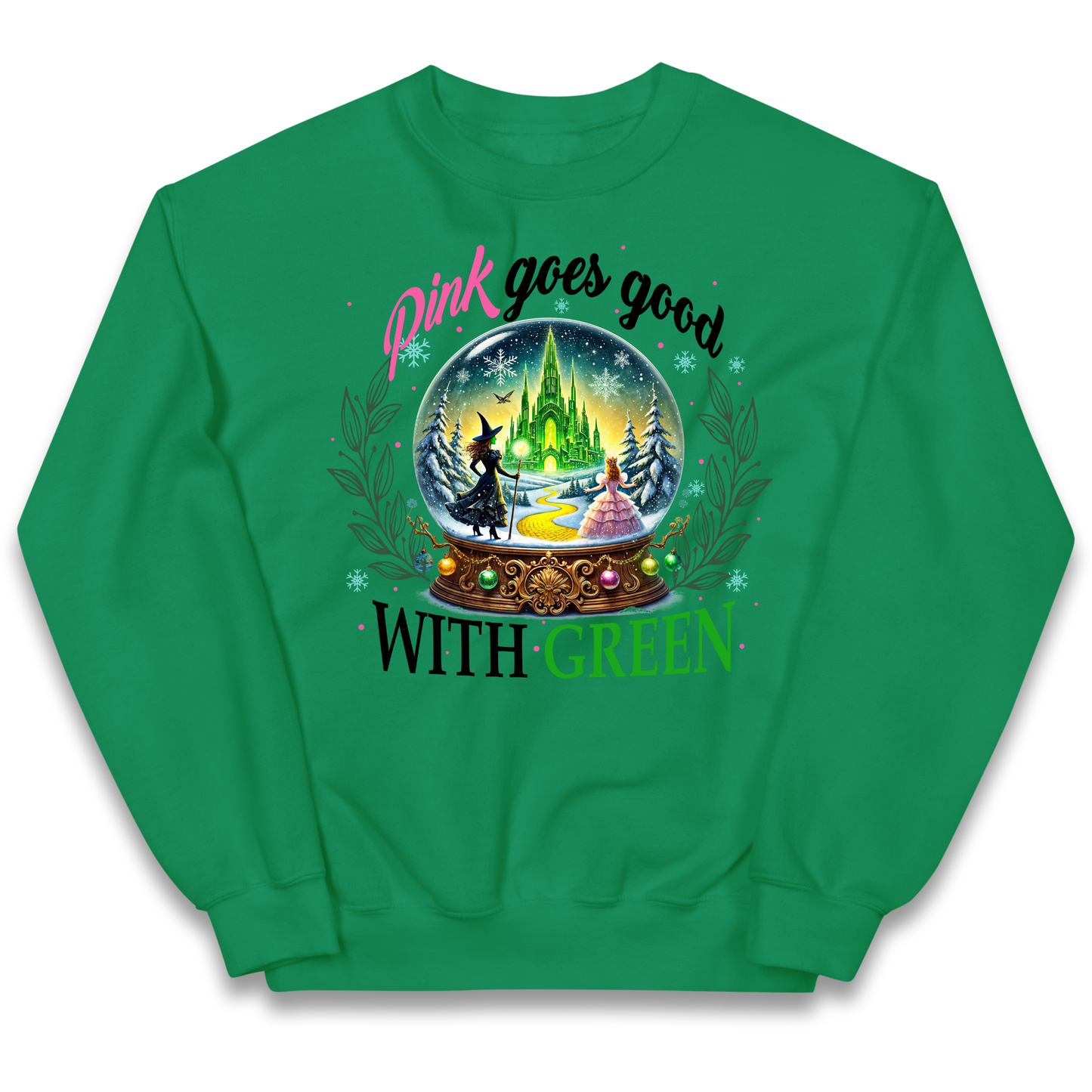 Wicked Pink Goes Good With Green Kids Sweatshirt