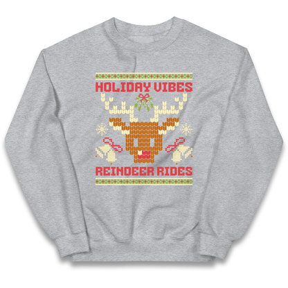 Holiday Vibes Reindeer Rides Christmas kids sweatshirt