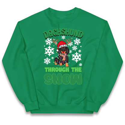Dachshund Through The Snow Christmas kids sweatshirt