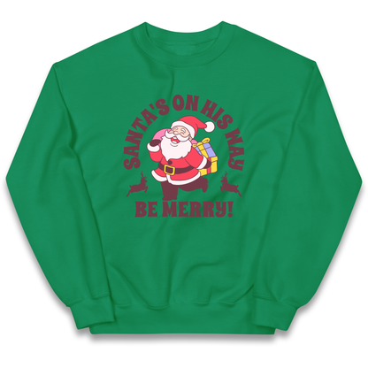 Santa's On His Way Christmas kids sweatshirt