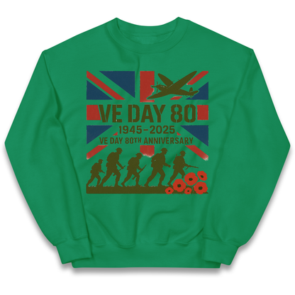 VE Day 80th Anniversary 1945 2025 kids sweatshirt