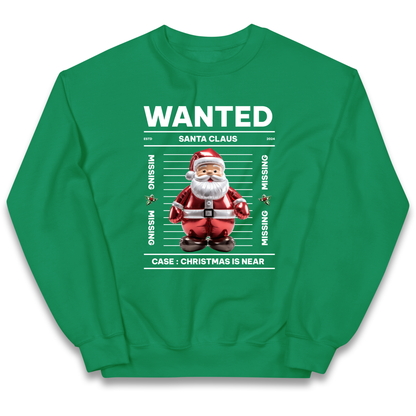 Wanted Santa Claus Christmas kids sweatshirt