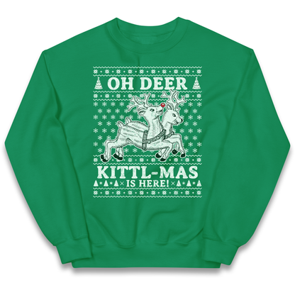Oh Deer Kittl Mas Is Here Christmas kids sweatshirt