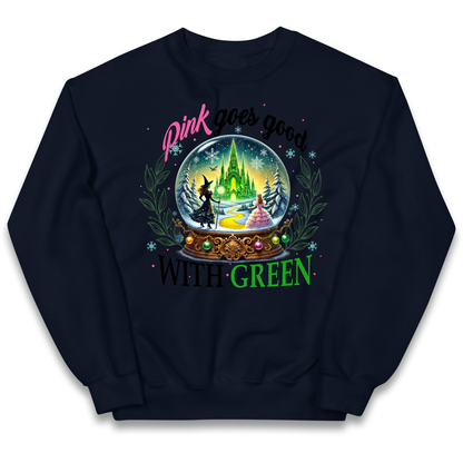 Wicked Pink Goes Good With Green Kids Sweatshirt