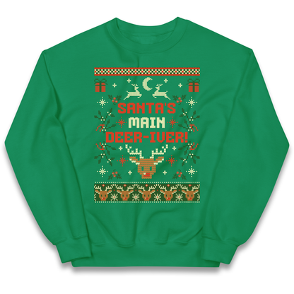 Santas Main Deer iver Christmas kids sweatshirt