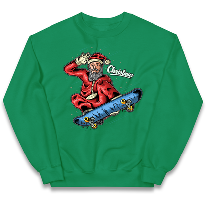 Santa Skateboarding Christmas kids sweatshirt