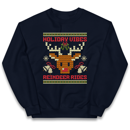 Holiday Vibes Reindeer Rides Christmas kids sweatshirt