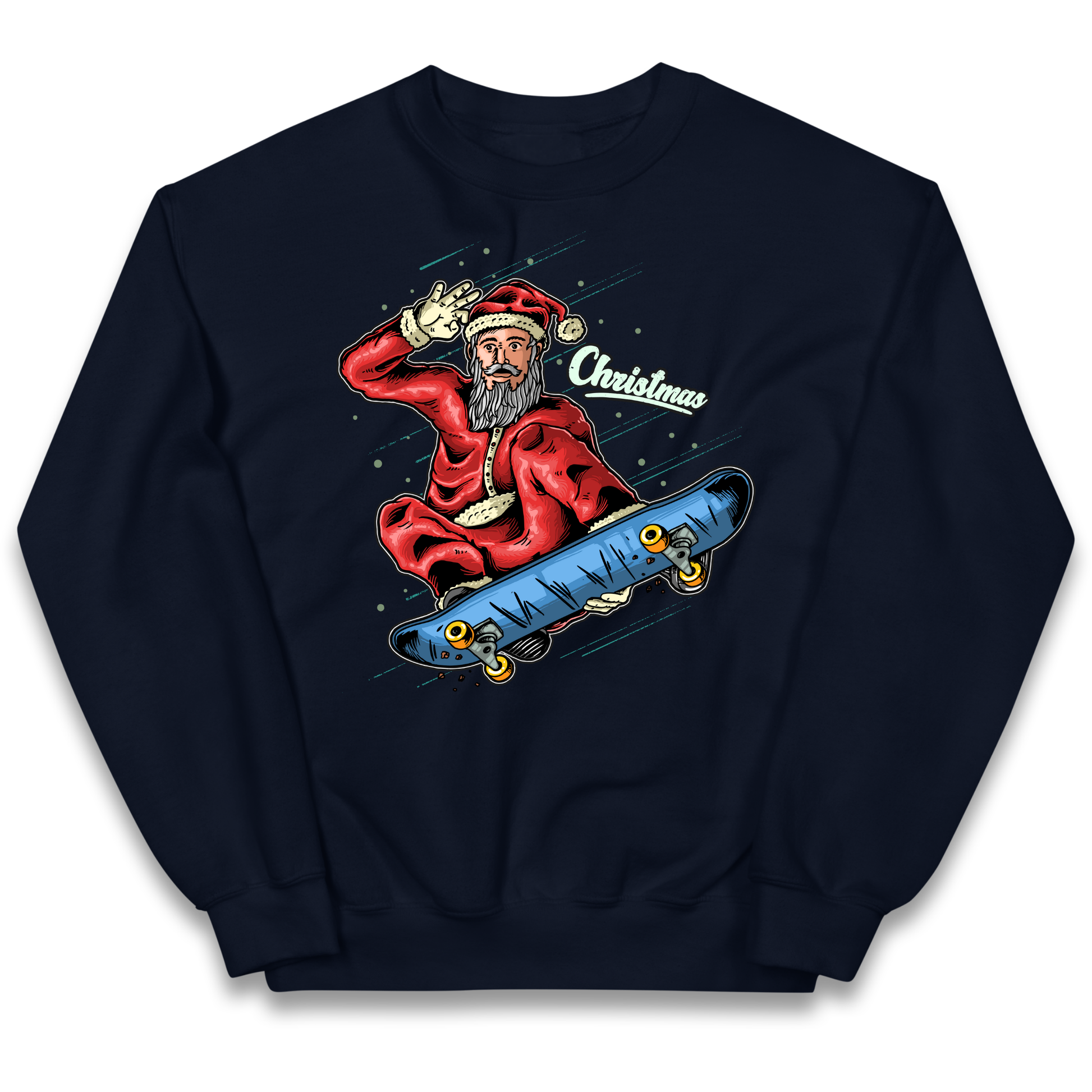 Santa Skateboarding Christmas kids sweatshirt