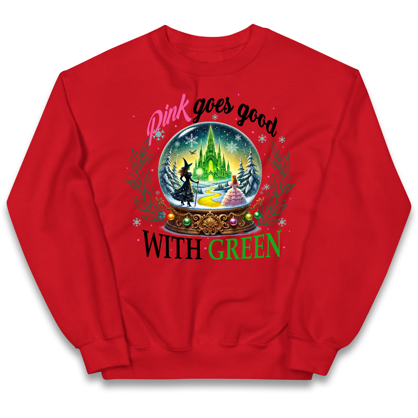 Wicked Pink Goes Good With Green Kids Sweatshirt